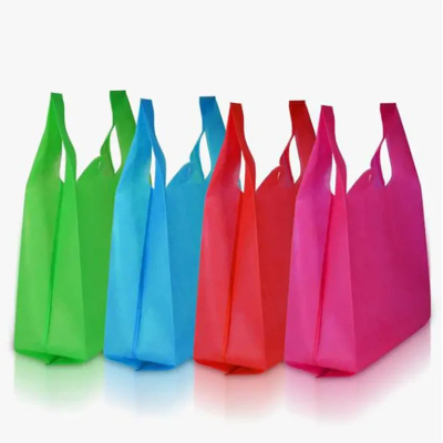 Camiseta reutilizable personalizada Henghua de tela no tejida PP ecológica. Bolsa de compra de tela no tejida PP.